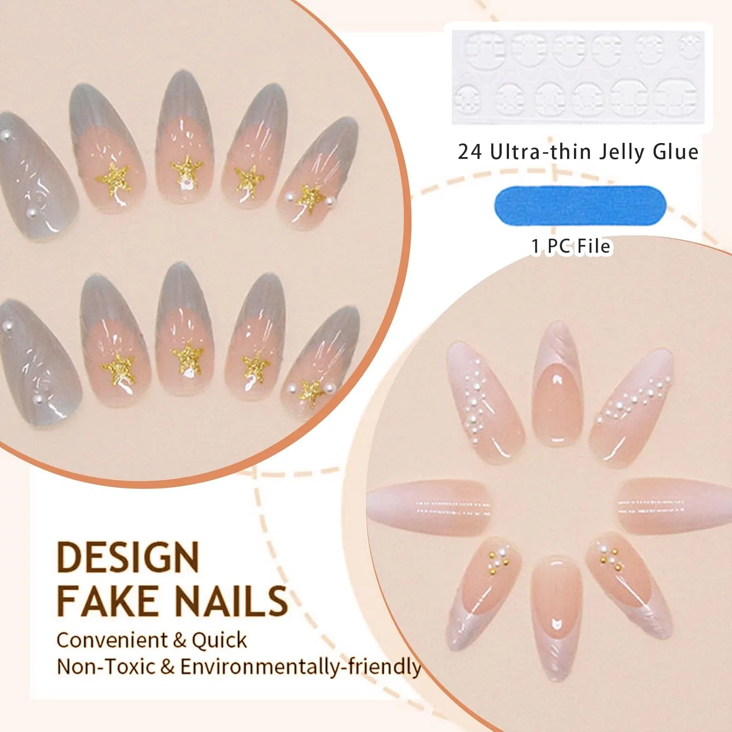 Набор из 24 миндалевидных накладных ногтей «French Lace» от GlamRays Glamrays — фото 3