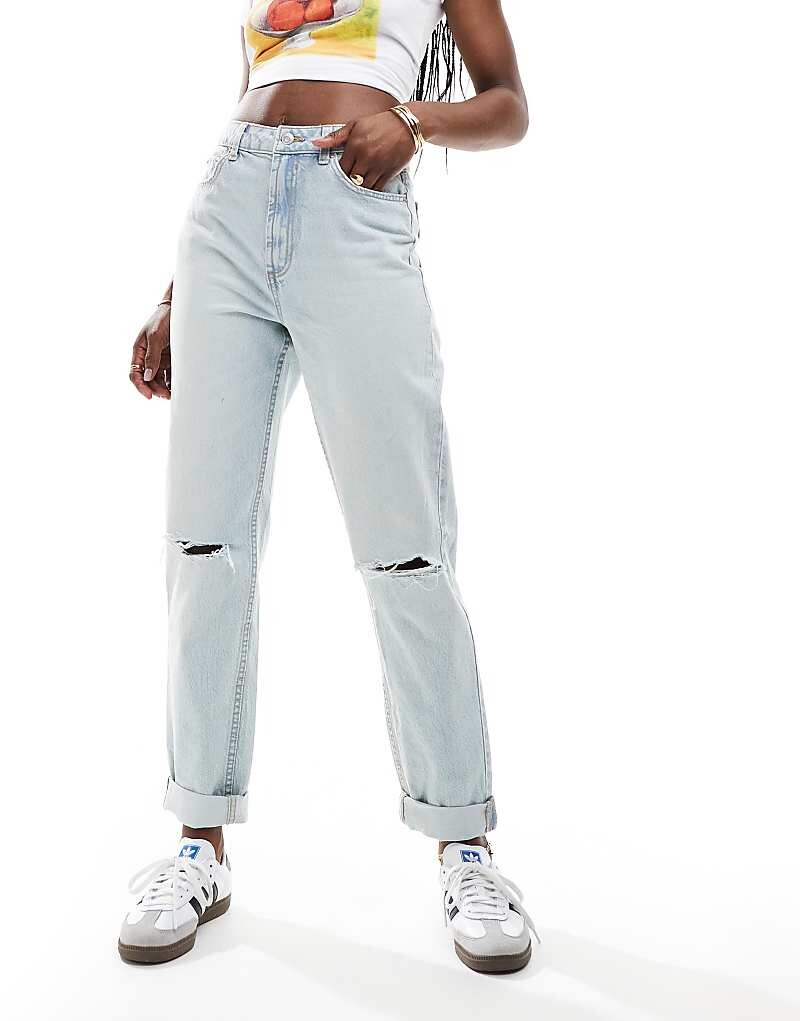 

ASOS DESIGN – голубые свободные джинсы Mom с высокой талией
