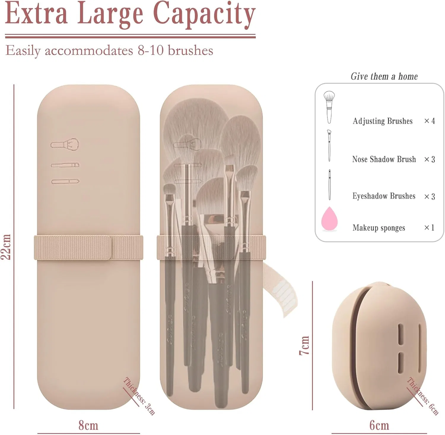 Силиконовая косметичка для путешествий Cosy Living (2 шт.) Cosy Living, Beige — фото 3
