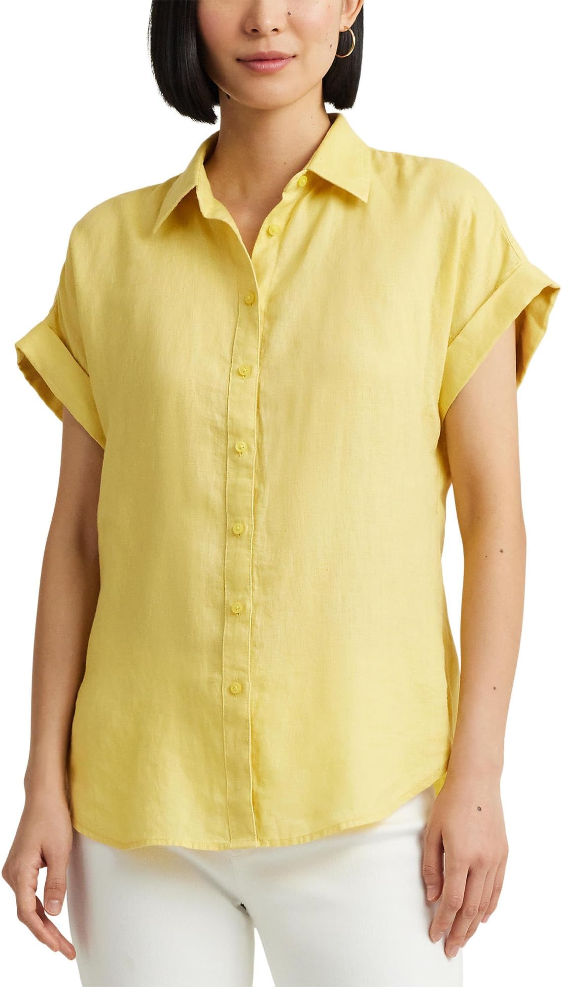 

Рубашка Lauren Ralph Lauren Linen Dolman-Sleeve Shirt, цвет Primrose Yellow