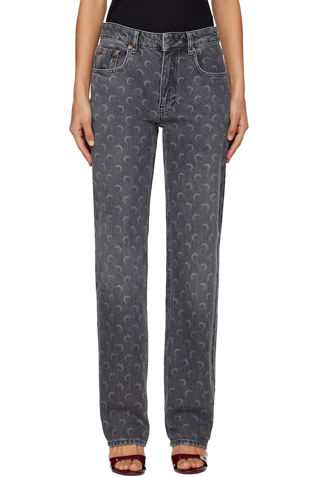 

Marine Serre Серая луна лазер прямые джинсы