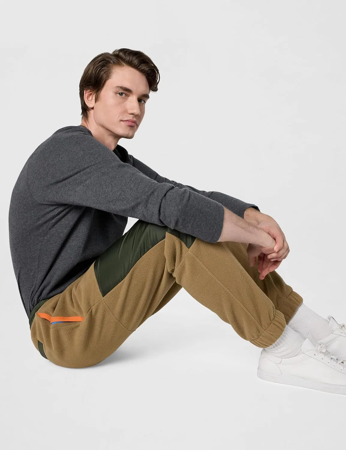 Мужские спортивные брюки Lacoste из флиса с цветными блоками — фото 2