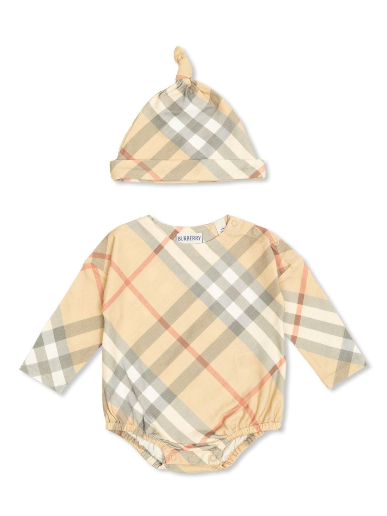 

Подарочный набор из двух предметов с клетчатым принтом Burberry Kids, серый