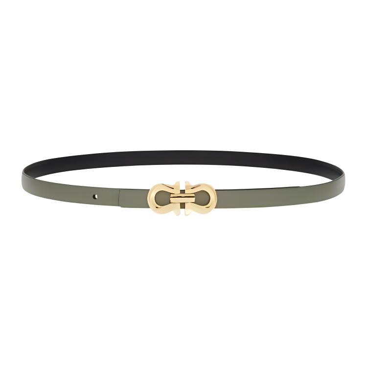 

Ferragamo Женский ремень из телячьей кожи серо-черный шириной 1.5 см, Gray/Black