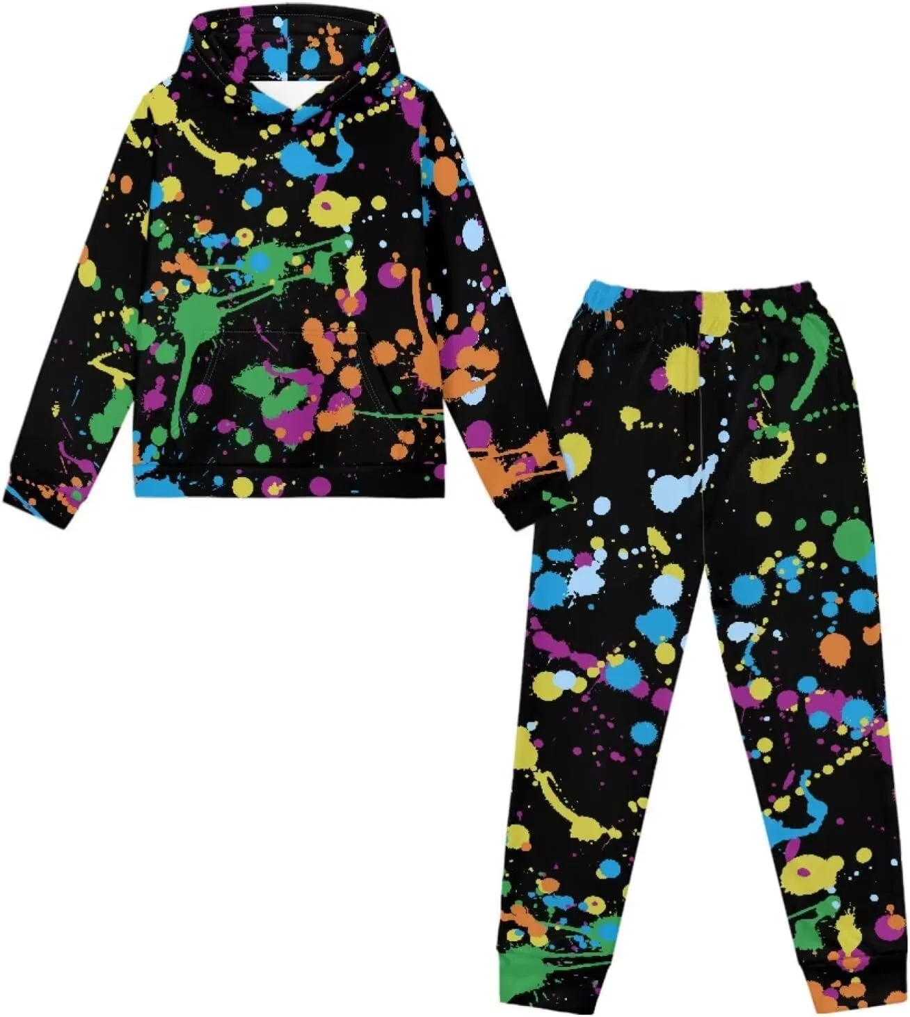 Детский спортивный костюм YECARYPOD, толстовка и джоггеры, Color Splatter — фото 4
