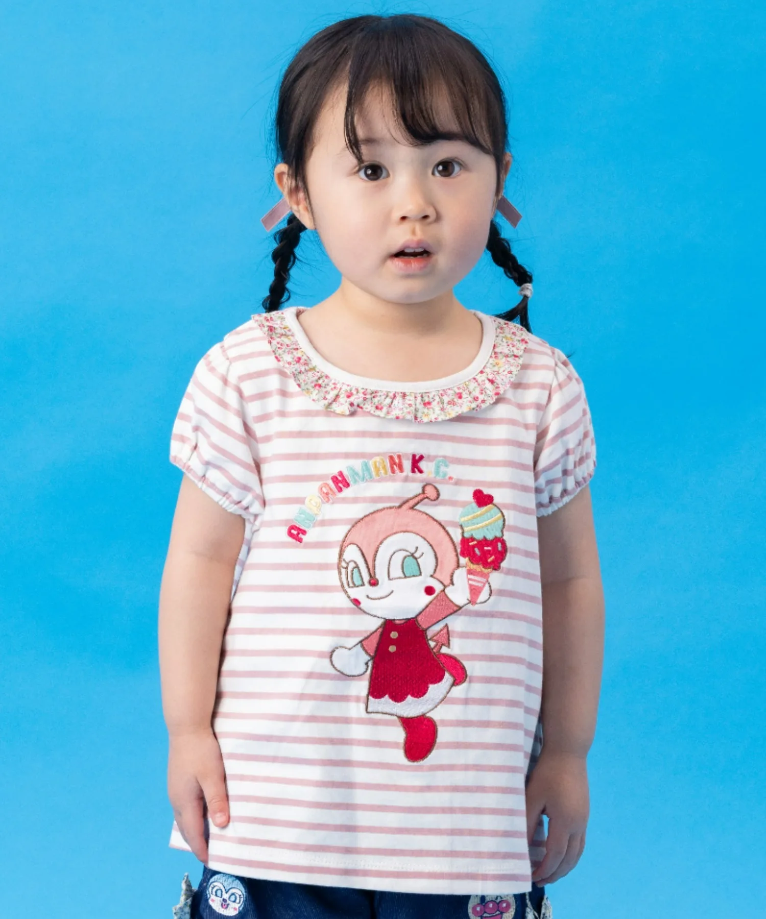 Детская футболка с аппликацией и рюшами ANPANMAN KIDS COLLECTION розовая