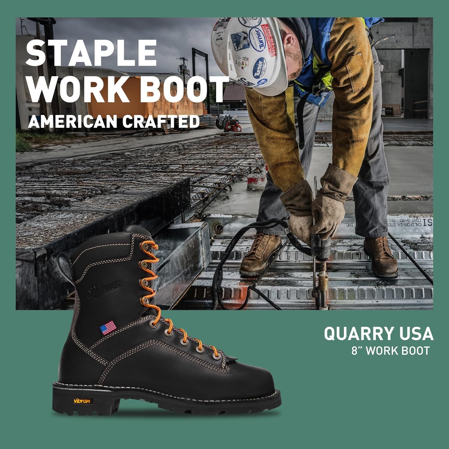 Мужские ботинки Danner Quarry 8 USA водонепроницаемые - из кожи полного тви, с Gore-Tex, стелька с трехуровневой амортизацией и подошва с протектором на пятке, электрозащитные, черный — фото 2