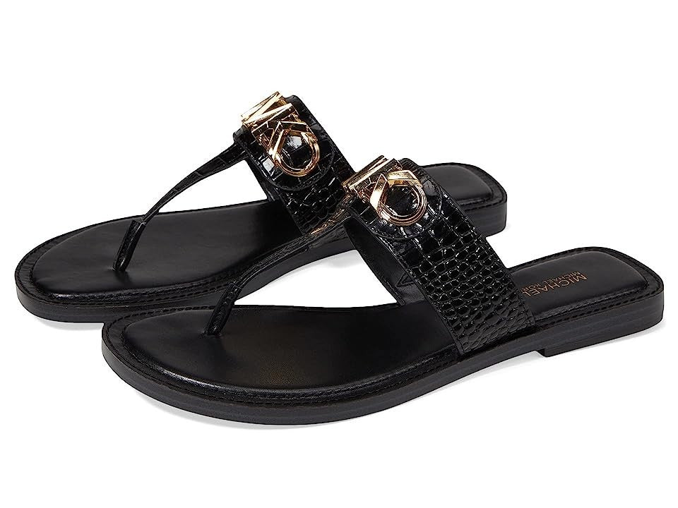 Michael Kors Parker 40S3PKFS1E-001 Sandal Women's Black Leather Thong JOBB1345