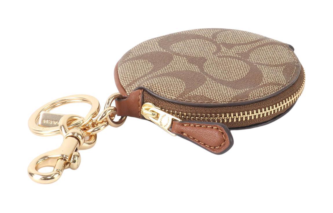 

Холщовая сумочка для монет с кожаной отделкой женская цвета хаки COACH