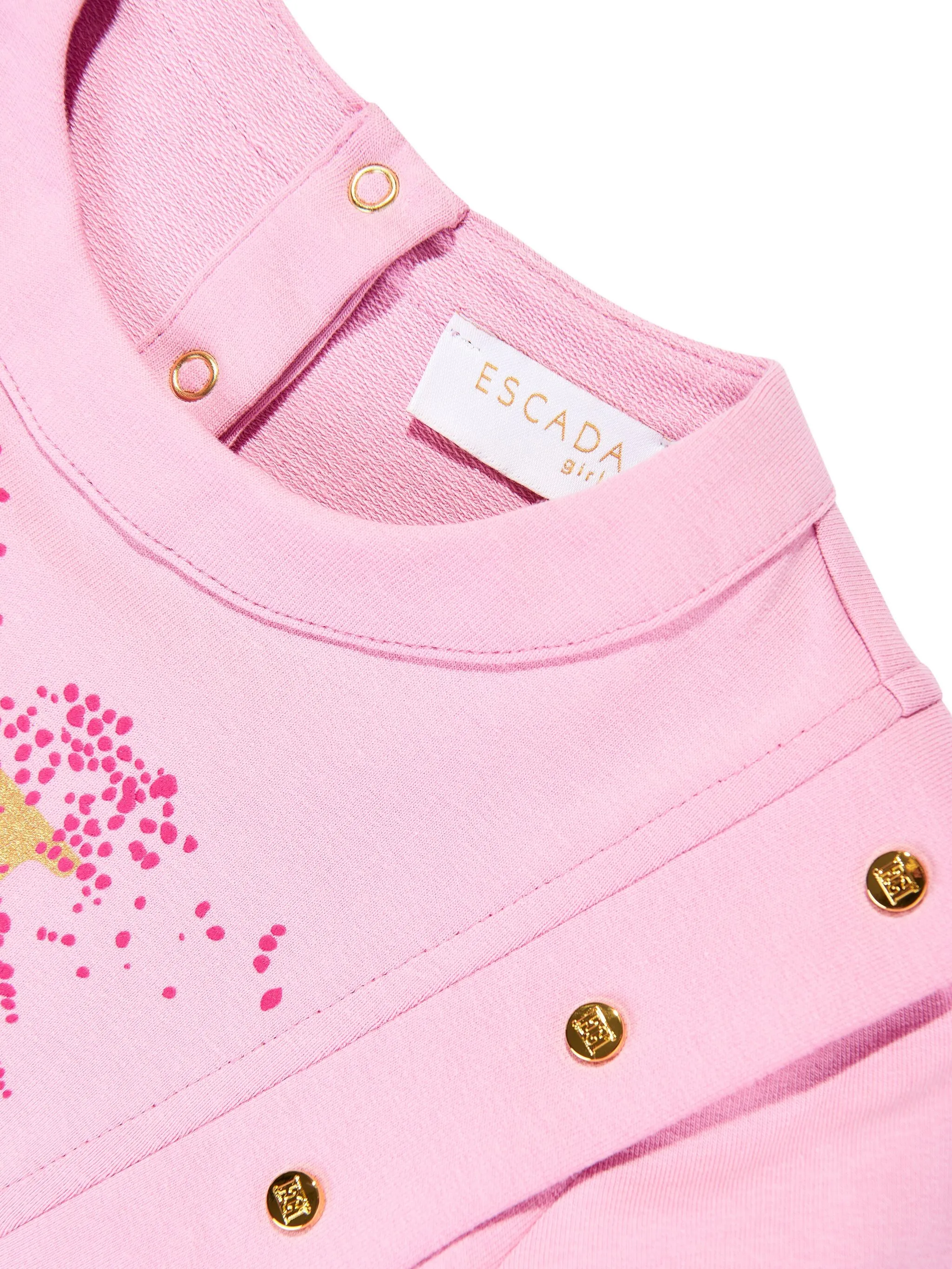 Платье с цветочным принтом и логотипом Escada Kids, розовый — фото 3