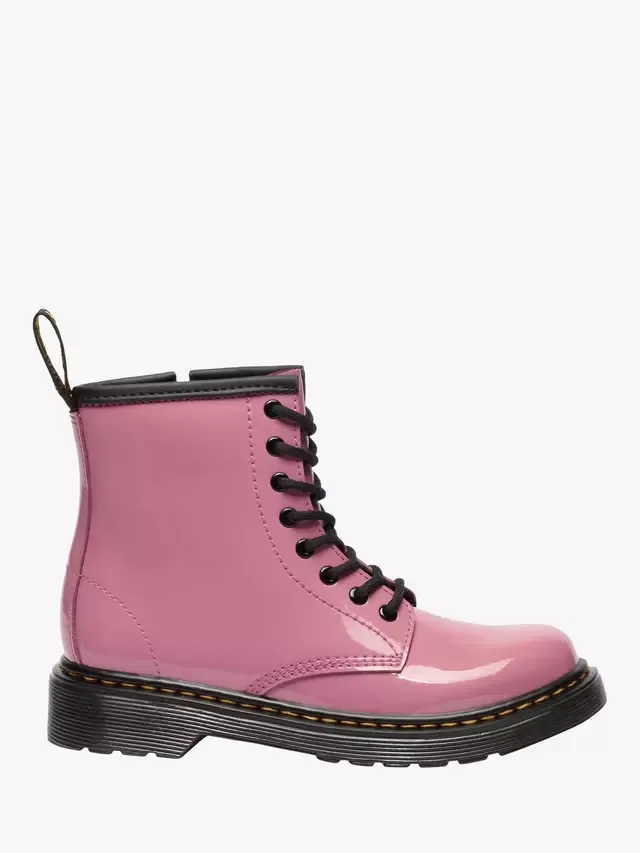 Детские лакированные ботинки на шнуровке 1460, розовые Dr. Martens