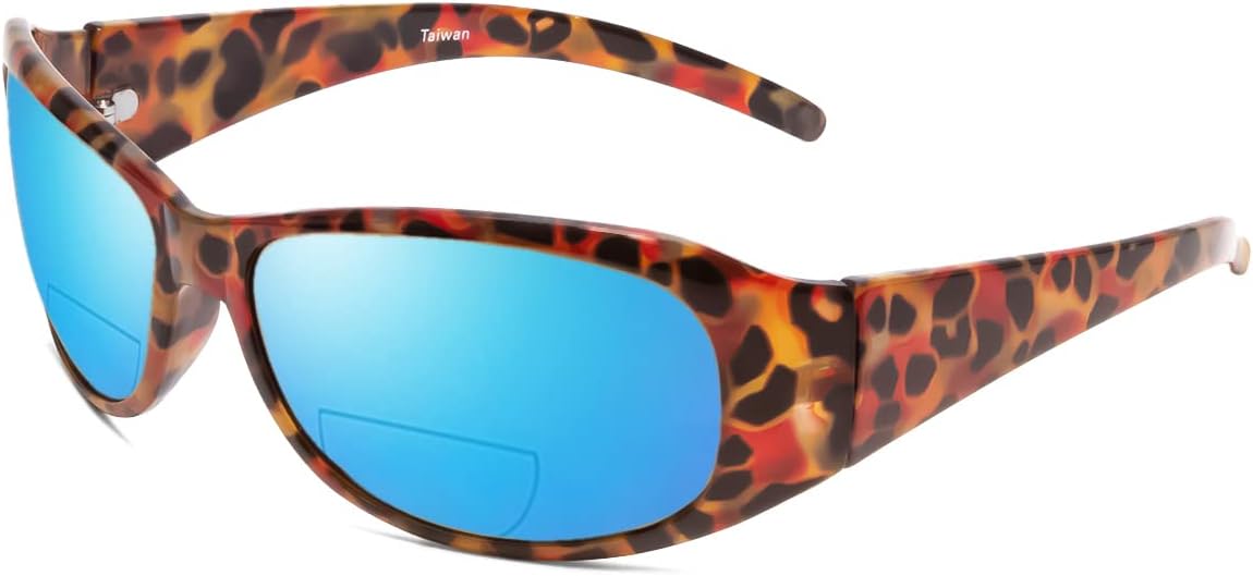 

Солнцезащитные очки Calabria 645SB с поляризованными линзами и бифокальными линзами +2.00, красная черепаховая оправа/синие зеркальные линзы, женские овальные бифокальные очки для чтения, стильные, в жестком футляре