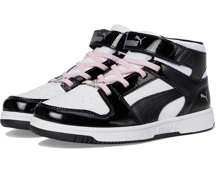 

Кроссовки PUMA Kids Rebound Layup Mid Hook And Loop, цвет Puma White/Puma Black/Pale Pink