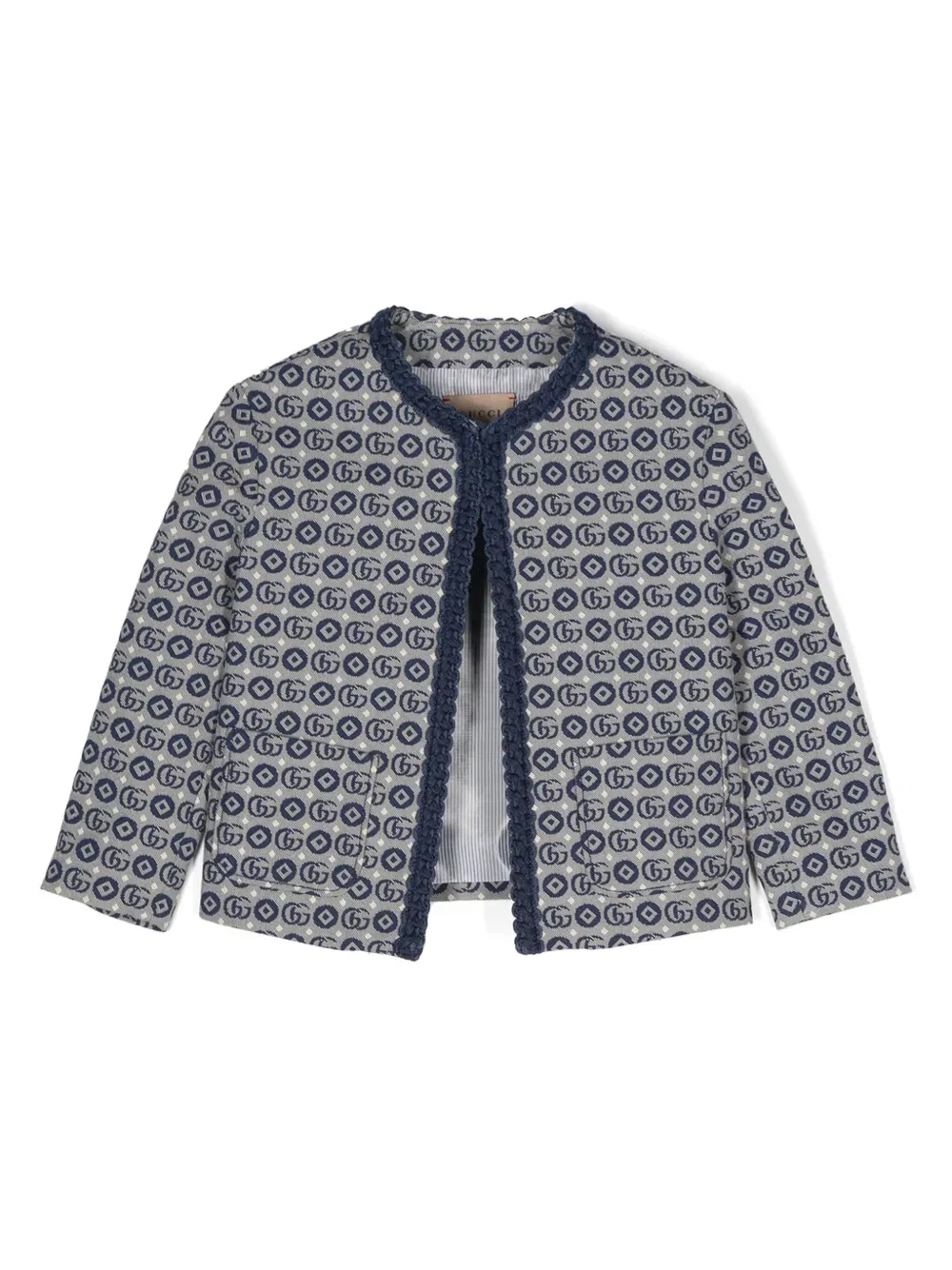 Куртка с круглым вырезом и монограммой Gucci Kids, синий