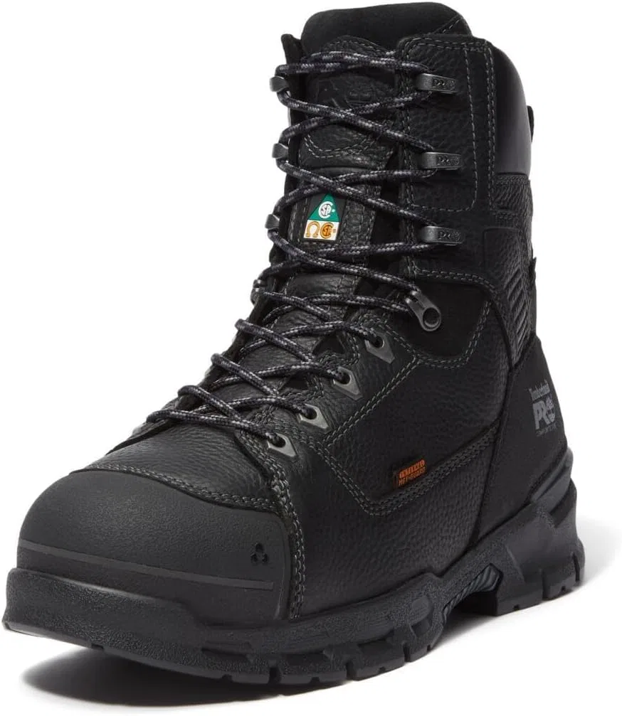 Мужские ботинки Timberland PRO Endurance Ev 8" с внутренней защитой плюсневой кости, композитным носком, водонепроницаемые и защищенные от проколов, Black