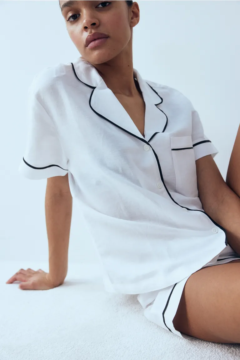 

Пижама из смесового льна H&M, белый