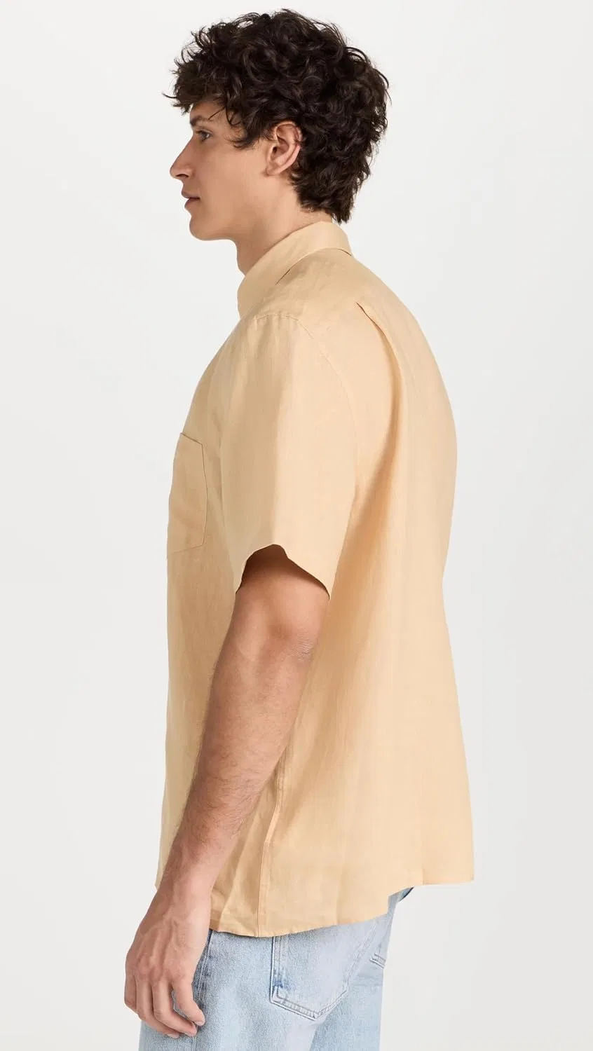 Мужская повседневная рубашка Lacoste из льна, стандартного кроя, на пуговицах, Croissant — фото 4