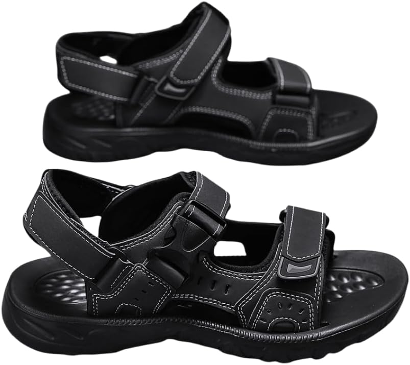 

Мужские открытые сандалии с пряжкой, прочные нескользящие сандалии для походов и трекинга, удобная обувь для пляжа, весна и лето Hhhchpm, черный