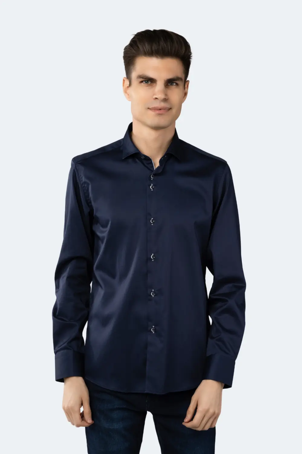

Темно-синяя рубашка Leo Solid Luchiano Visconti, цвет Navy Blue