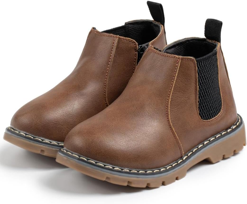 

Детские ботинки для мальчиков и девочек Sawimlgy, классические походные, из искусственной кожи, для улицы, на все сезоны, высокие кроссовки с прочной резиновой подошвой, повседневная обувь, коричневый