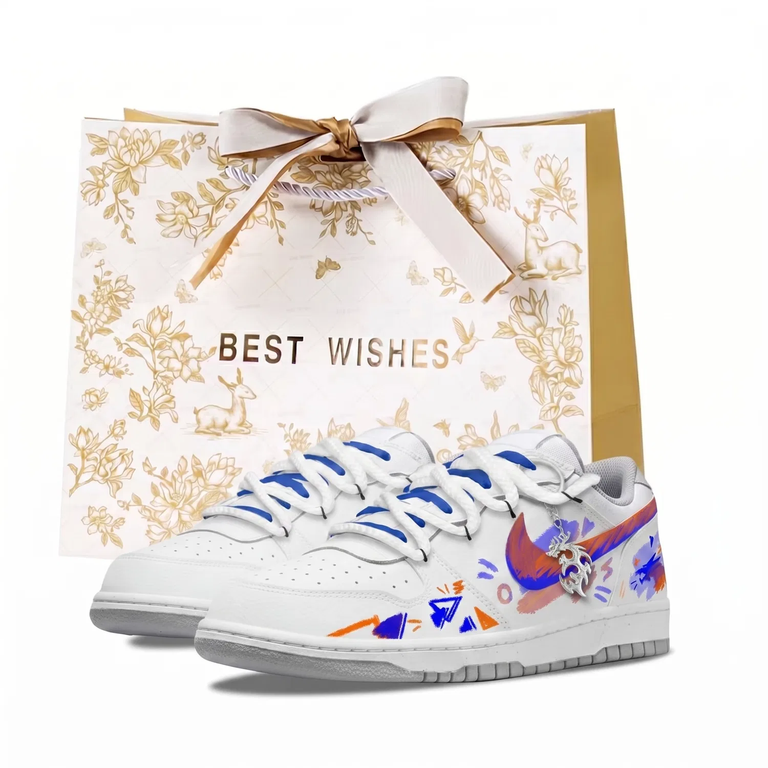 Кроссовки для скейтбординга Nike Big Low бело-синие
