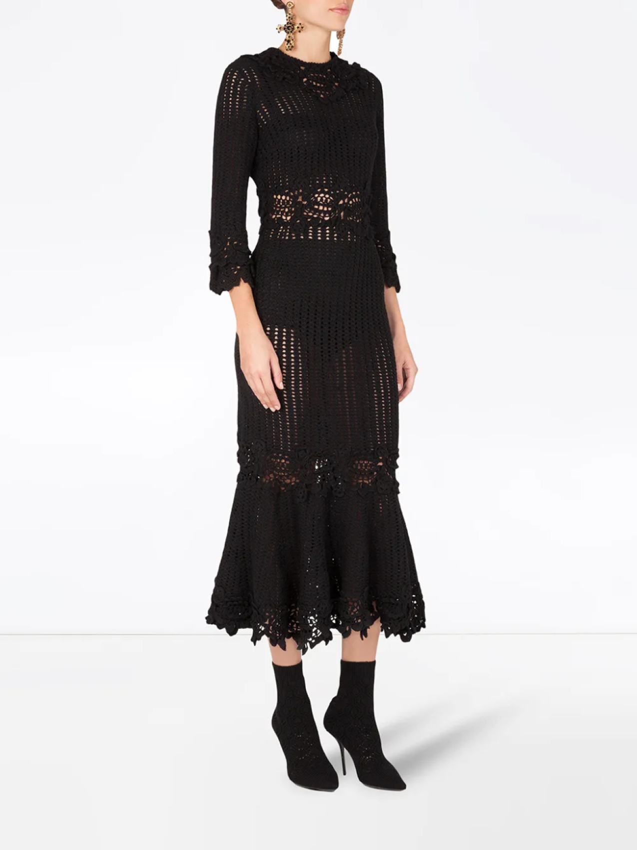 Dolce & Gabbana платье в технике макраме, черный — фото 3
