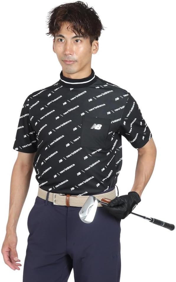 

Футболка для гольфа New Balance с коротким рукавом и высоким воротником (логотип, отводящая влагу, быстросохнущая) / Мужская / 012-4266005, черный