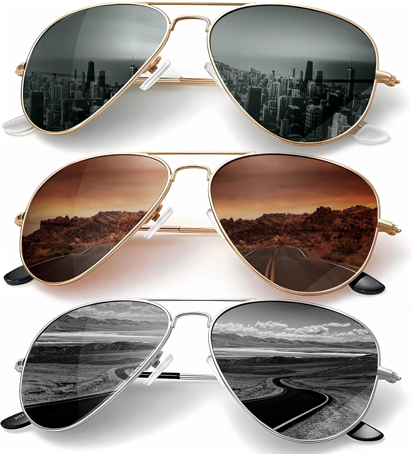 

Классические солнцезащитные очки-авиаторы KALIYADI для мужчин и женщин, очки для вождения, поляризованные линзы, блокирующие УФ-излучение, F (3 Pack) Blackish Green/Brown/Silvery Black