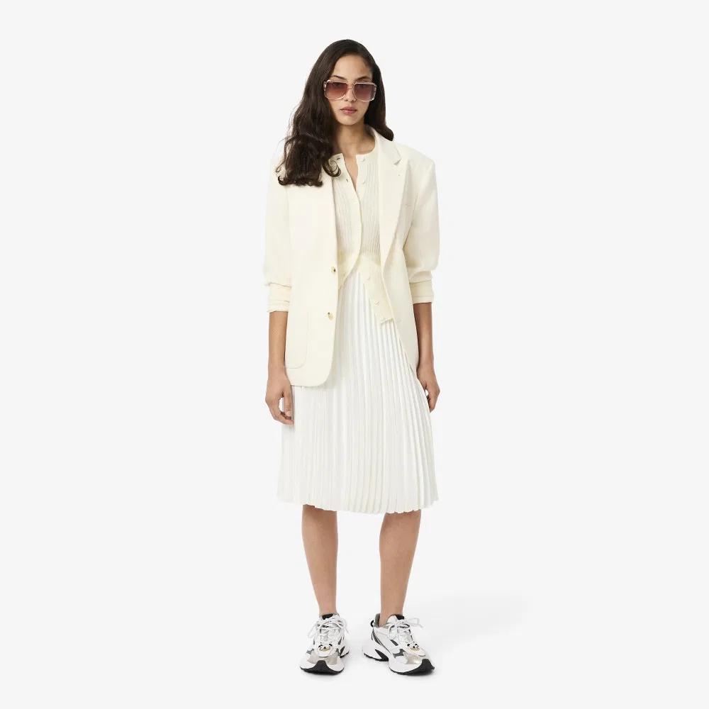 Кардиган Lacoste из мериносовой шерсти в рубчик, айвори — фото 4