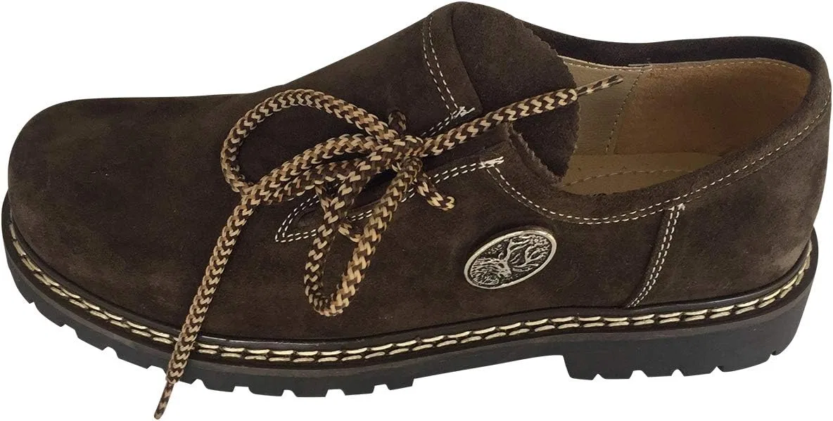 By Johanna Мужские традиционные туфли на шнуровке | Туфли Oat Shoes с боковой шнуровкой, ручной работы, темно-коричневые, из натуральной кожи, с прошитым каркасом и декоративным значком в виде оленя