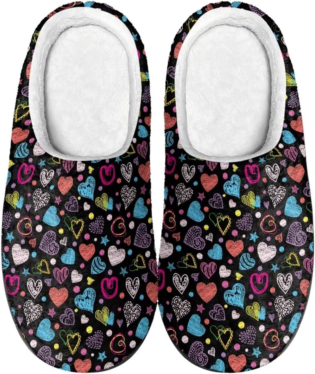 

Мужские и женские нескользящие тапочки, теплые мягкие уютные тапочки из фланели, домашняя обувь для спальни и улицы, размеры 2-12 Zcfygdx, Multicolor Cartoon Love Heart Print