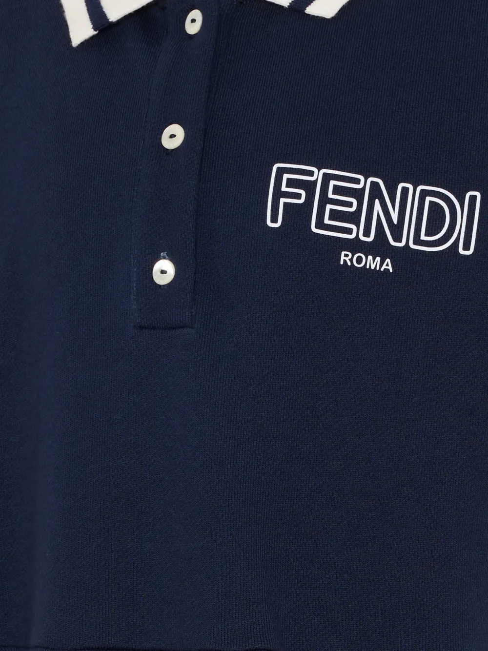 Платье с короткими рукавами и воротником Fendi Kids, синий — фото 3