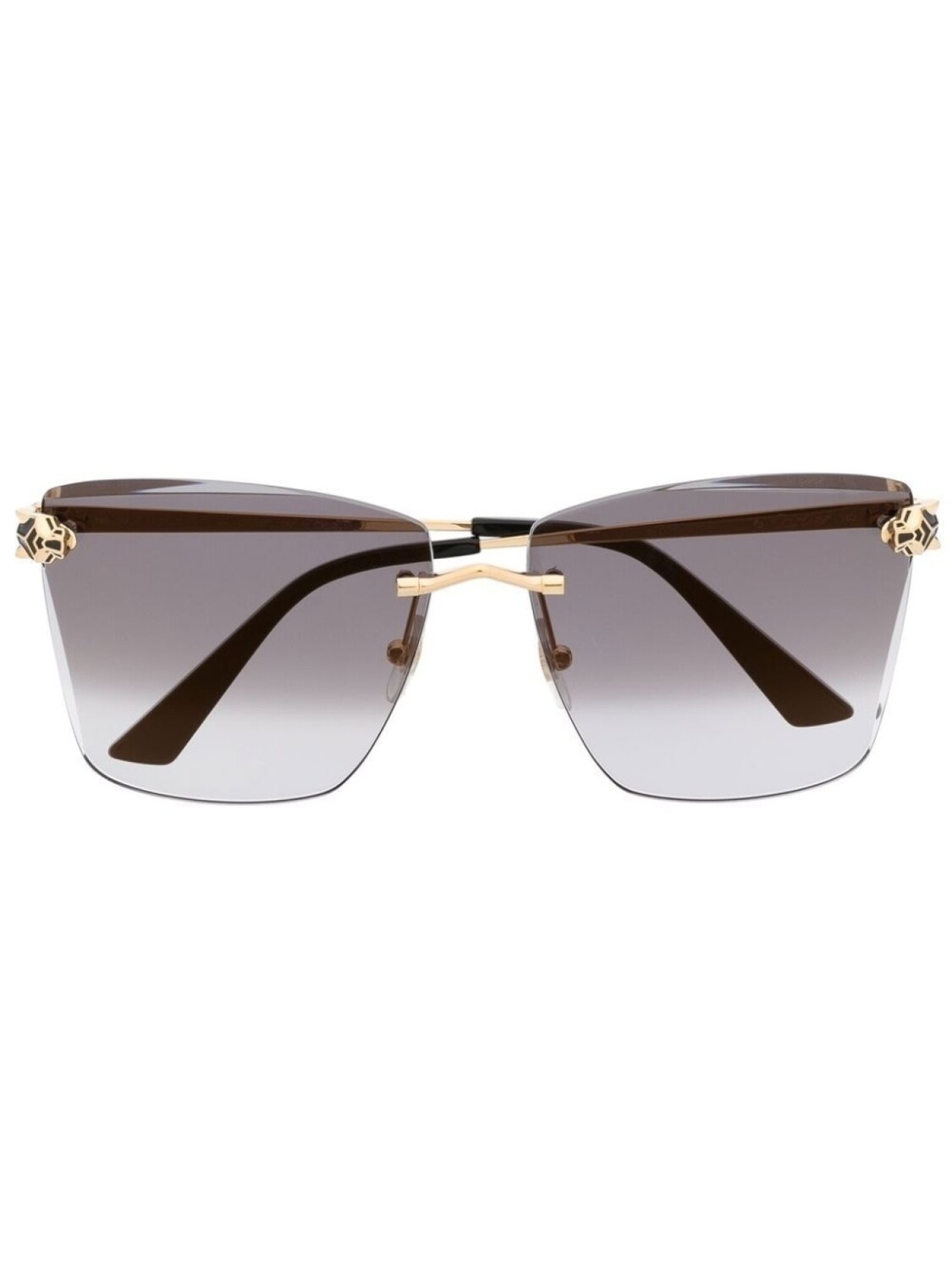

Cartier Eyewear солнцезащитные очки Panther в безободковой оправе, золотистый