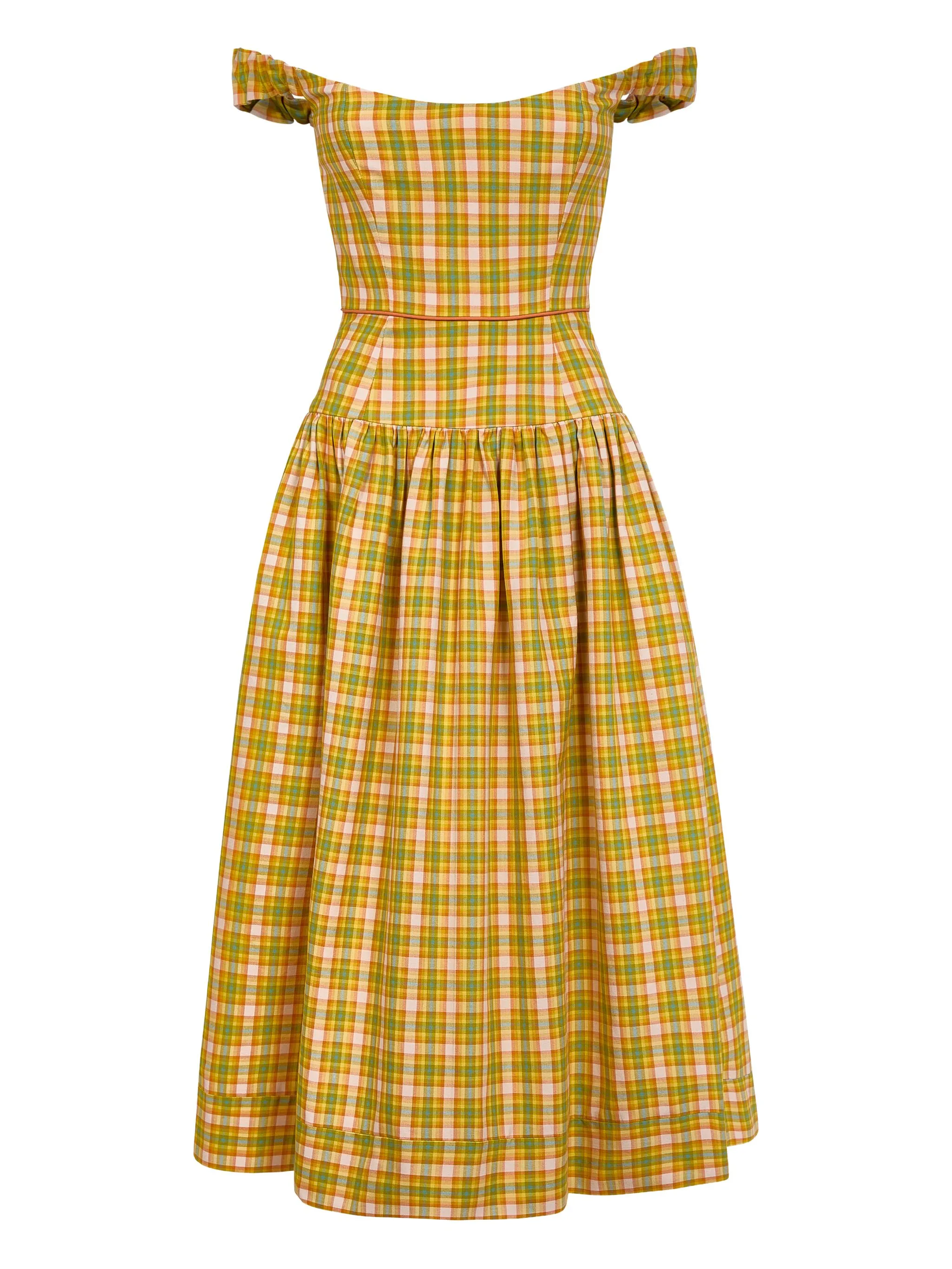 

Клетчатое платье миди Giorgia с оборками Markarian, желтый