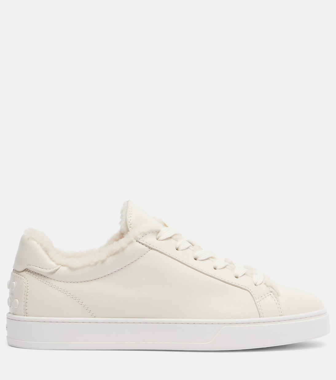 Кроссовки Cassetta из кожи с подкладкой из овчины Tod's, Bianco Lana — фото 4