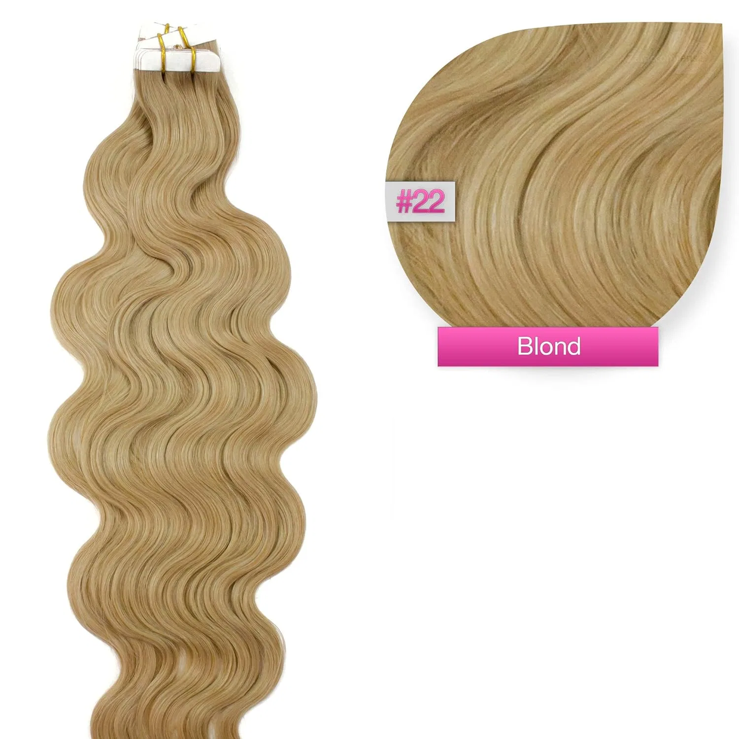 Волнистые накладные пряди для волос на ленте, 60 см, оттенок №22 Glamxtensions, #22 Light Blonde