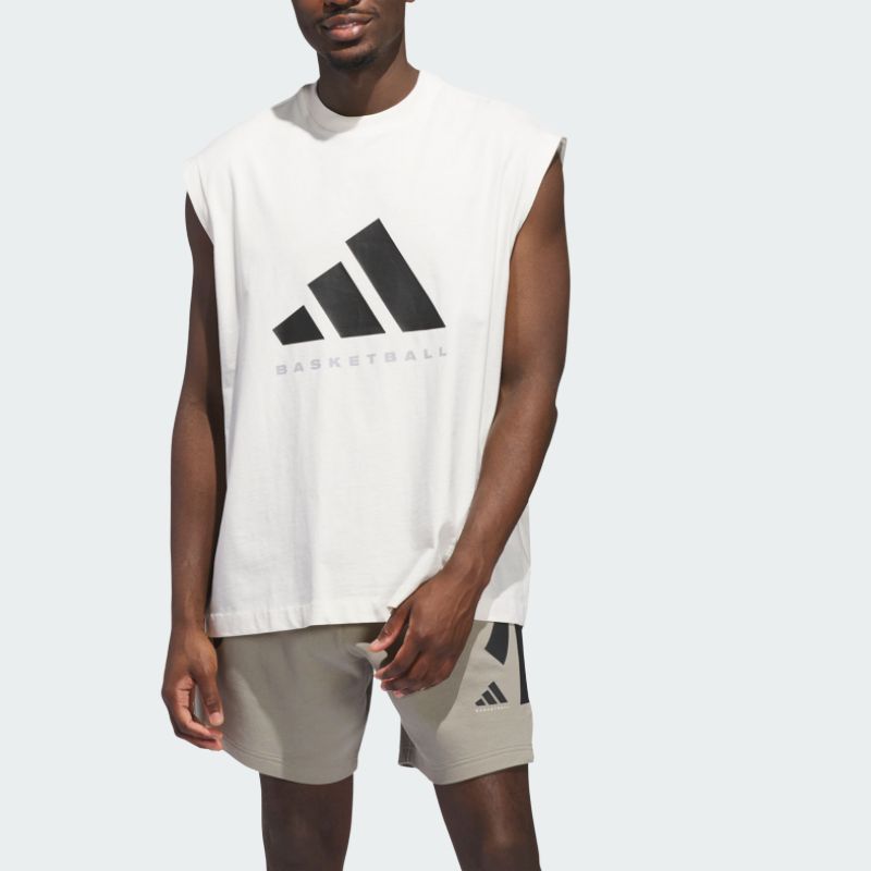 С AdiClub баскетбольный майка без рукавов унисекс Adidas, белый/черный — фото 3