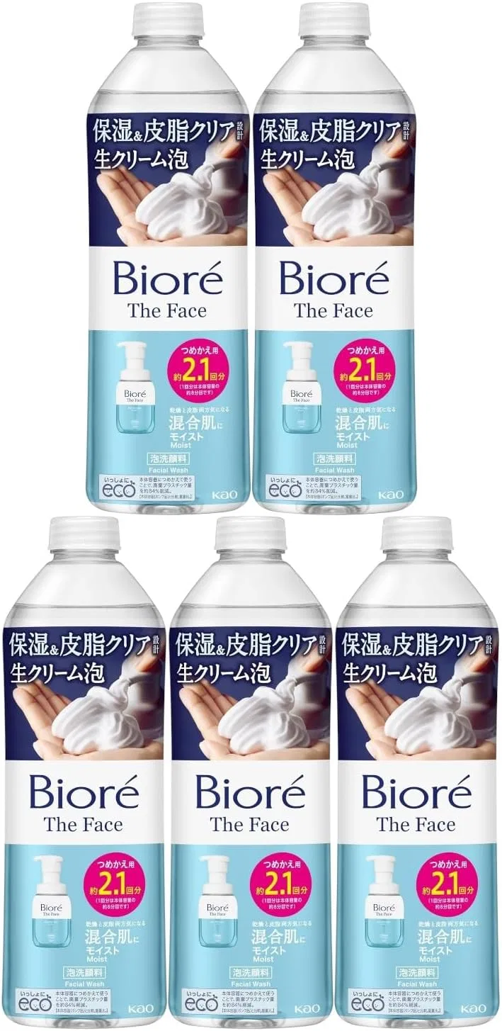 Набор Moruro — Гель-пенка для умывания Bioре The Face Moist увлажняющая, 340 мл, набор 5 шт
