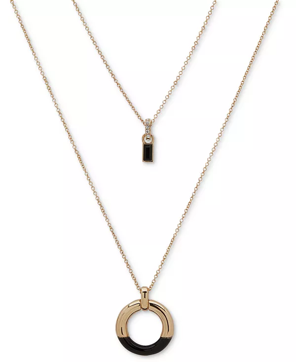 

Ожерелье с подвеской из золотистых кристаллов и колец, 16 дюймов + удлинитель 3 дюйма Dkny, jet