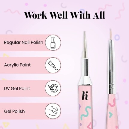 Hi-Hybrid Multibrush 2 в 1 Инструменты для дизайна ногтей для маникюра — кисть для подводки и точечный инструмент для акрилового дизайна ногтей — идеально подходят для украшения на Рождество, Хэллоуин и День святого Валентина для женщин, Hi Hybr... — фото 2