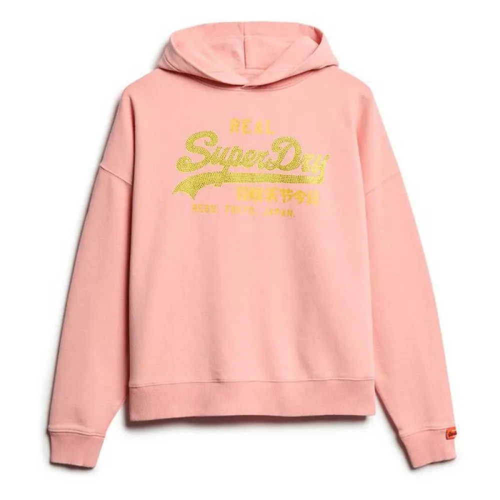 

Худи Superdry Vl Rhinestone Relaxed, розовый