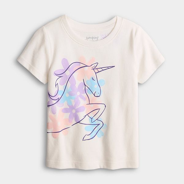 

Футболка с принтом для девочек 4-12 Jumping Beans, Ivory Flowers Unicorn