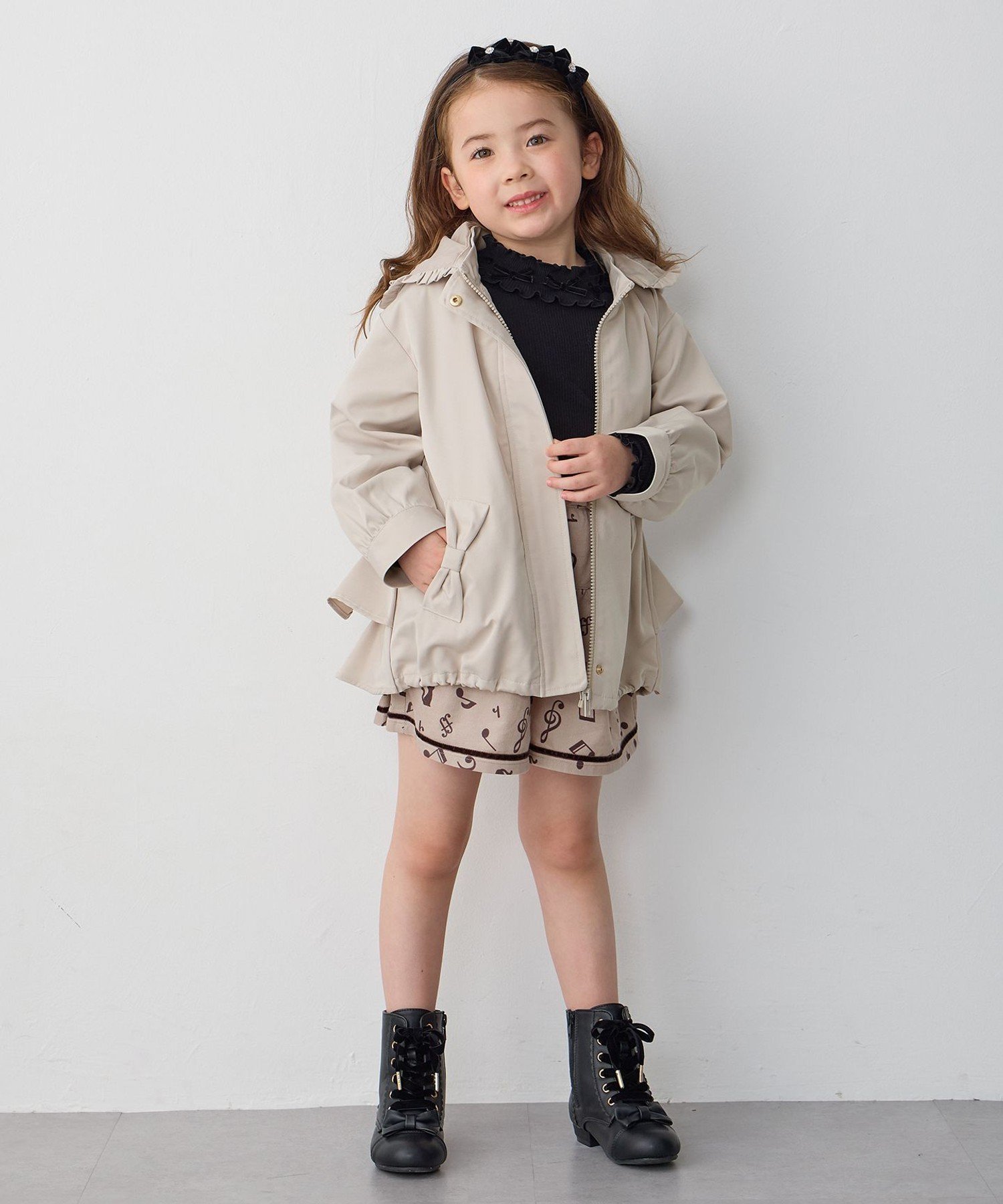 Брюки-кюлоты с принтом в виде музыкальных нот ANY KIDS, Milky Beige [733] — фото 2