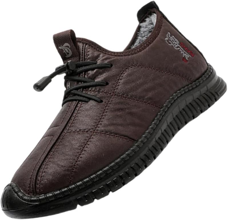 

Мужские зимние утепленные флисом кроссовки большого размера, повседневные, однотонные, средней высоты, с противоскользящей PU подошвой, подходят для повседневного ношения Fmshi, Coffee Color 1