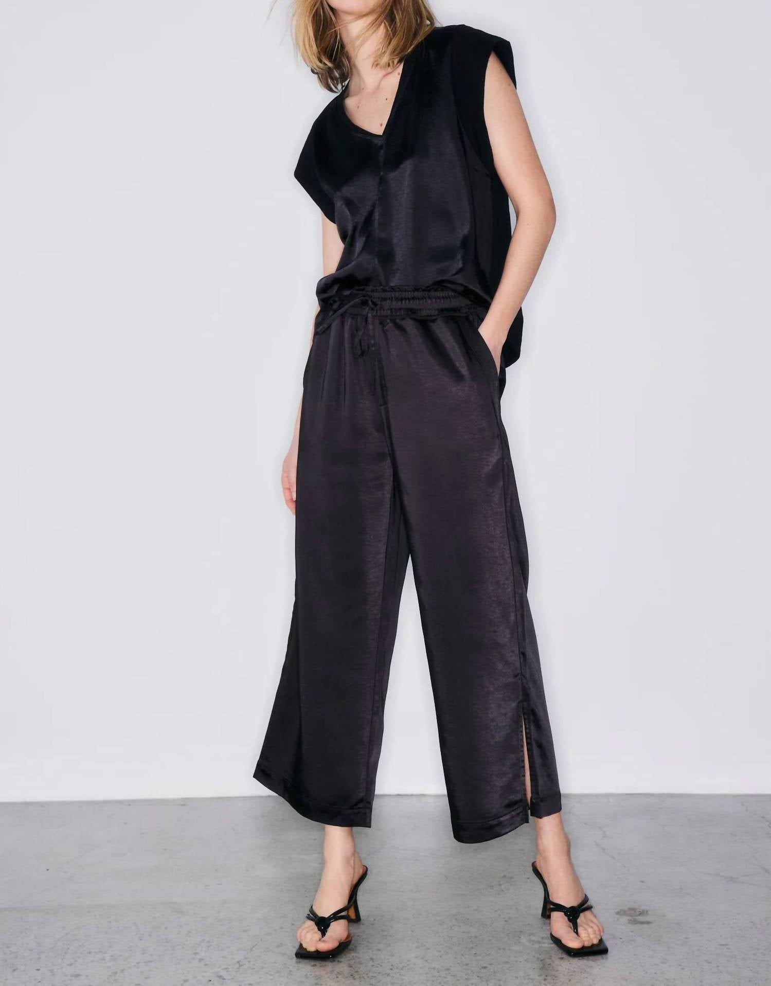 

Атласные брюки Miles черного цвета Melissa Nepton, черный