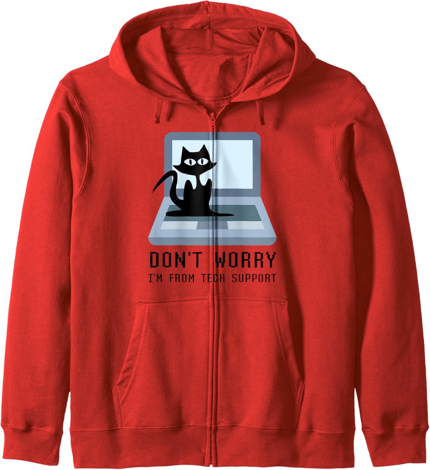 

Я из службы технической поддержки. Милая толстовка на молнии с изображением кошки для владельца компьютера Funny Tech Support Presents, красный