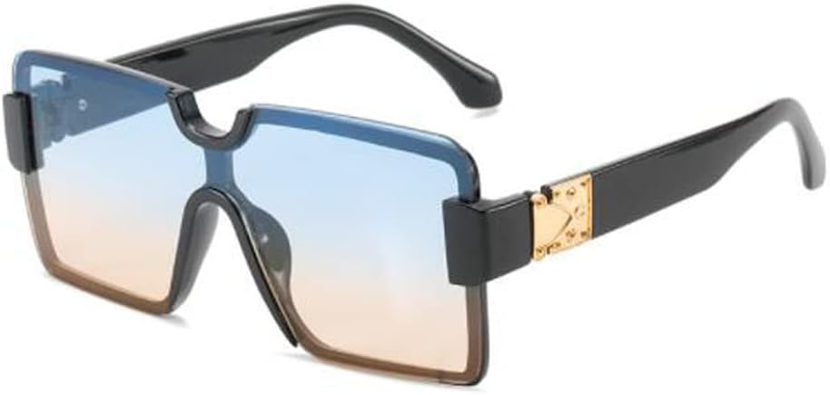 

Квадратные солнцезащитные очки с защитой от УФ-излучения для мужчин и женщин, с большой оправой и соединенными линзами морского типа (верхняя часть — синий, нижняя — чайный) Weloveushop, Blue