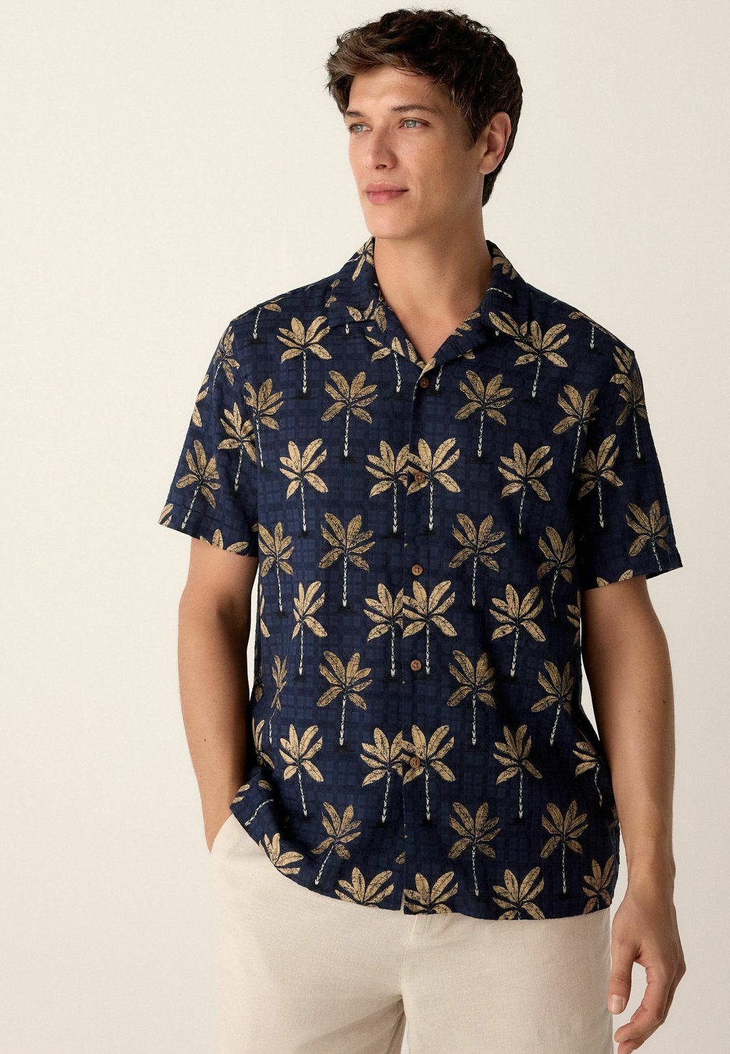 

Рубашка REGULAR FIT PALM PRINTED SHORT SLEEVE Next, синий