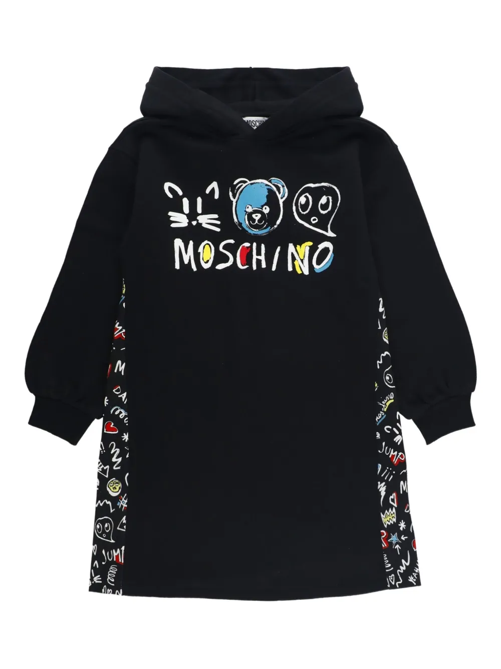 

Платье с капюшоном и логотипом Moschino Kids, черный