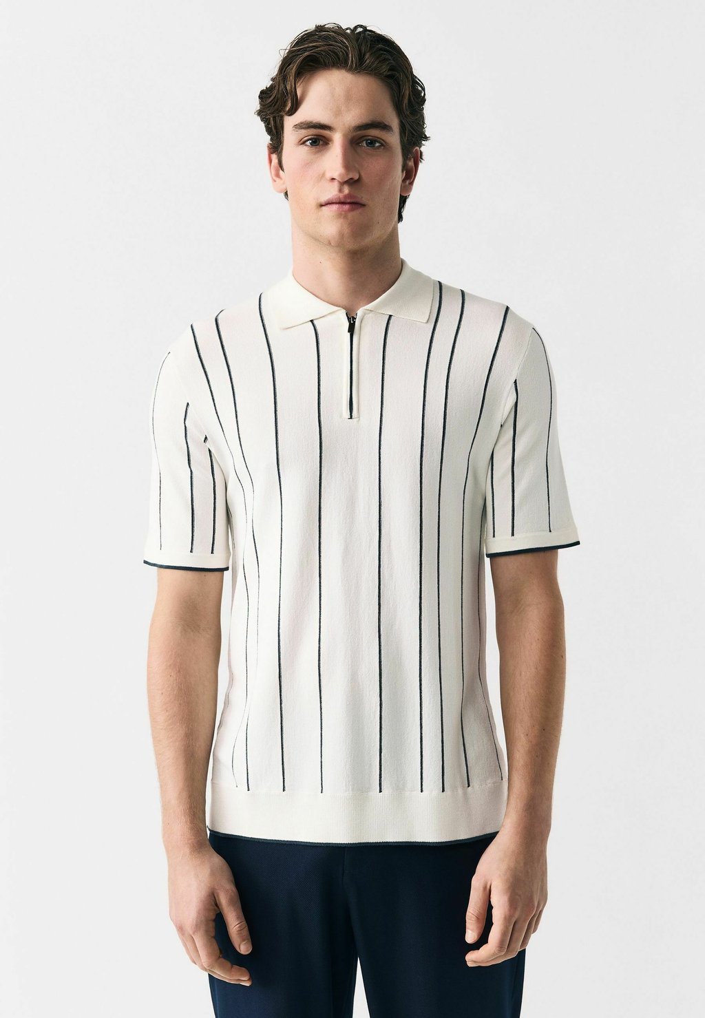 

Рубашка поло REGULAR FIT - SHORT SLEEVE VERTICAL STRIPE QUARTER ZIP Next, белый